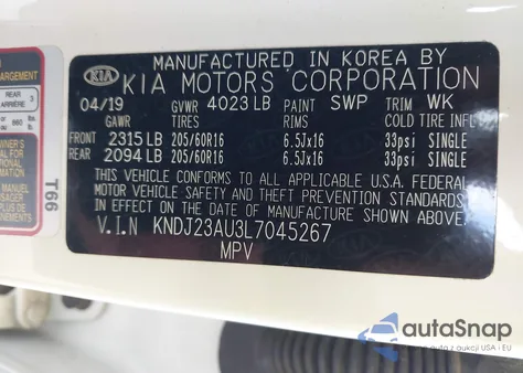 2020 Kia Soul Lx z USA, uszkodzony, nr VIN KNDJ23AU3L7045267
